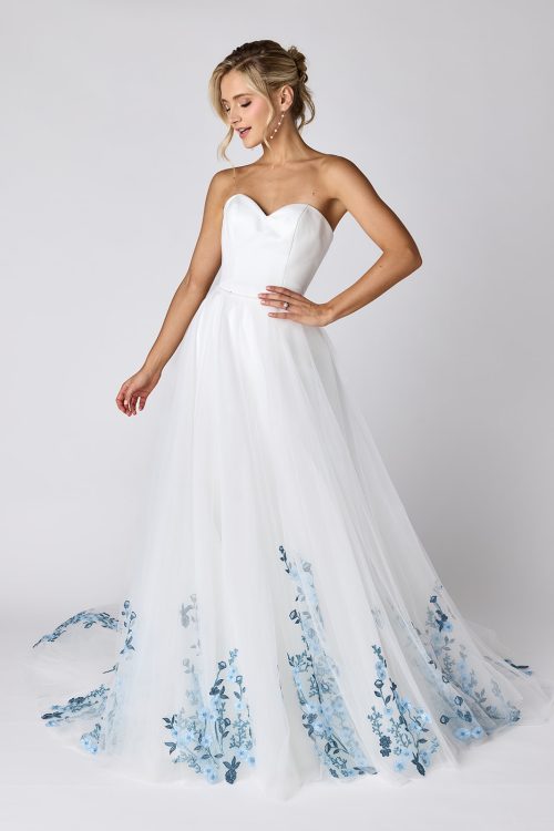 FSK100 - Cornflower Blue Floral Overskirt