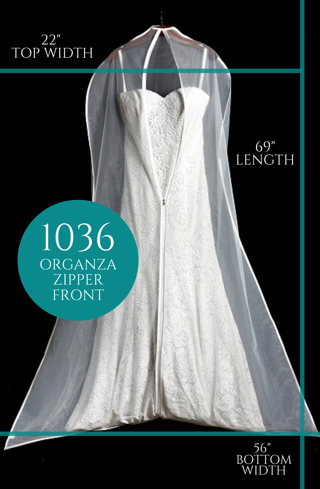 * Gown Covers - Organza Zip Front, Bottom Closed #1036 - Image 2